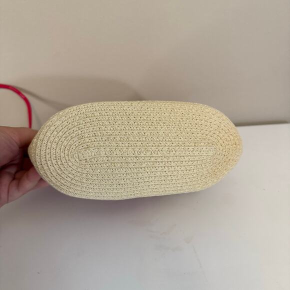 Coastal Starfish Beach Bag Pink Paper Straw Crossbody Purse Summer Resort Tote - Picture 5 of 8